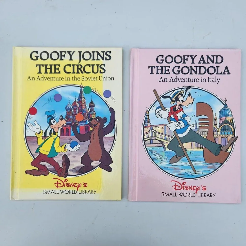 VINTAGE Disney Children's Book Bundle Goofy Small World Library 1980s Books Mick